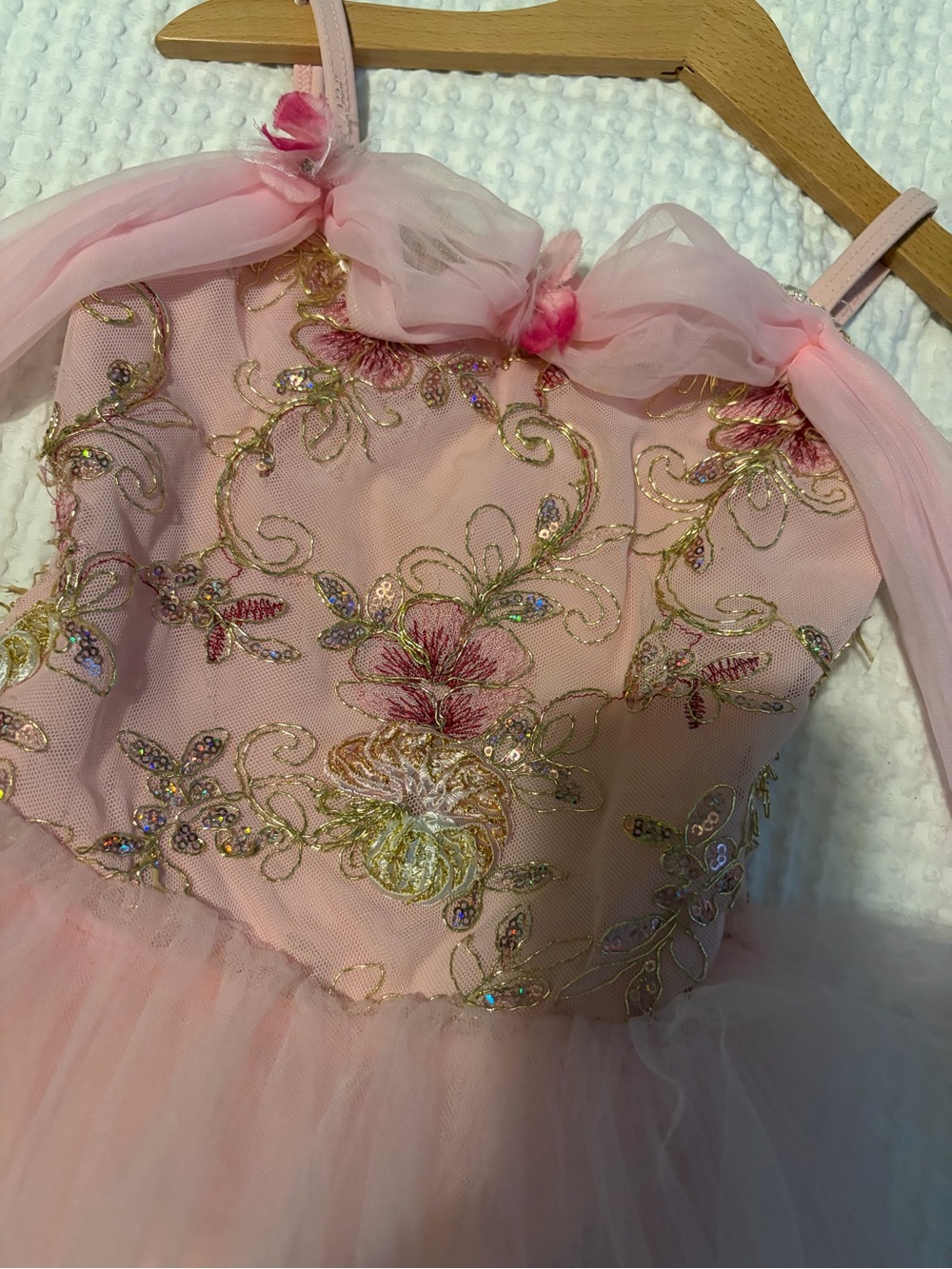 Toddler girl ballet dress Pink Embroidered Tulle Dress with Floral Sequin Detai